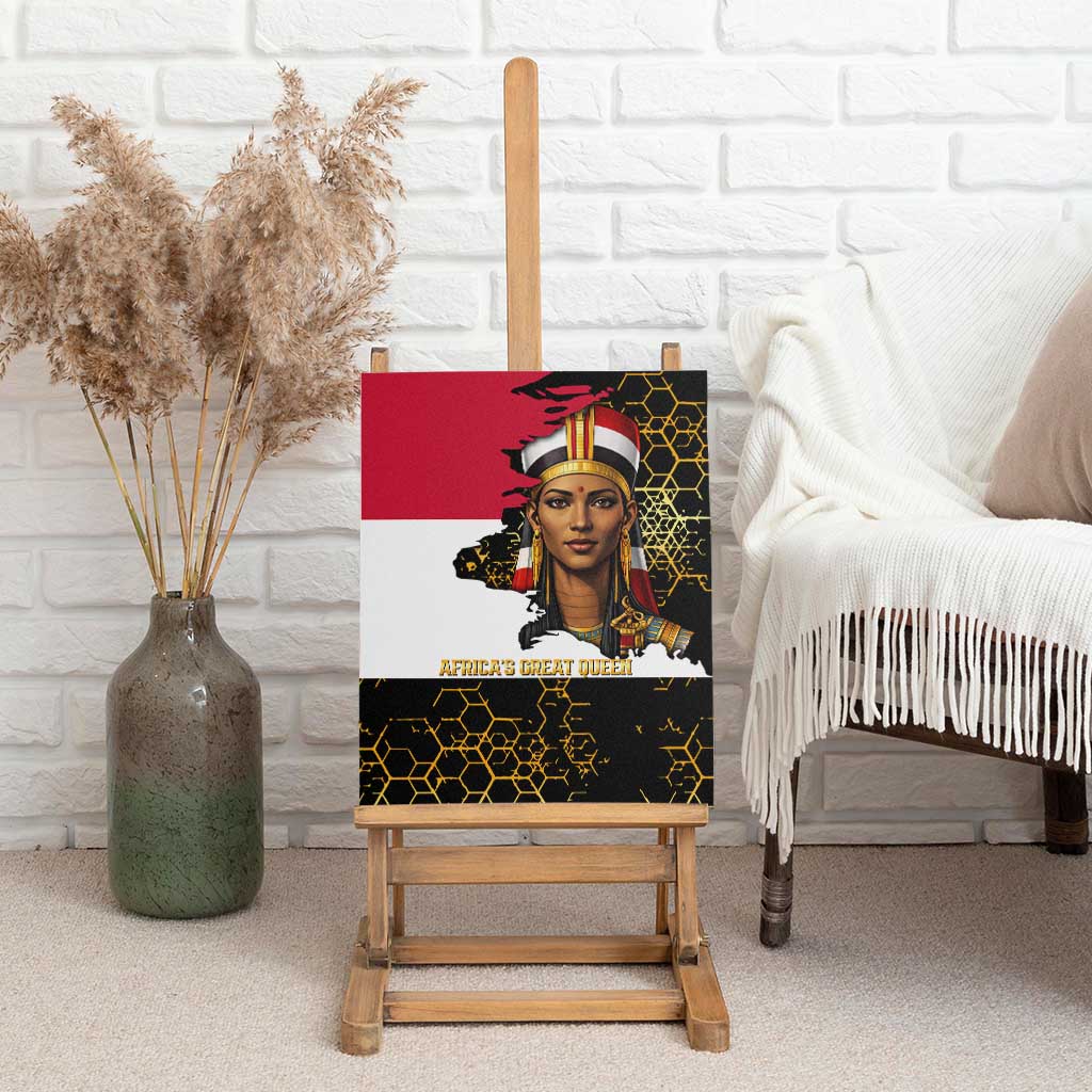 Hatshepsut Canvas Wall Art with Royal Portrait, Pre-Colonial Empires Text and Red-Black Honeycomb - Wonder Print Shop