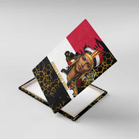Hatshepsut Canvas Wall Art with Royal Portrait, Pre-Colonial Empires Text and Red-Black Honeycomb - Wonder Print Shop