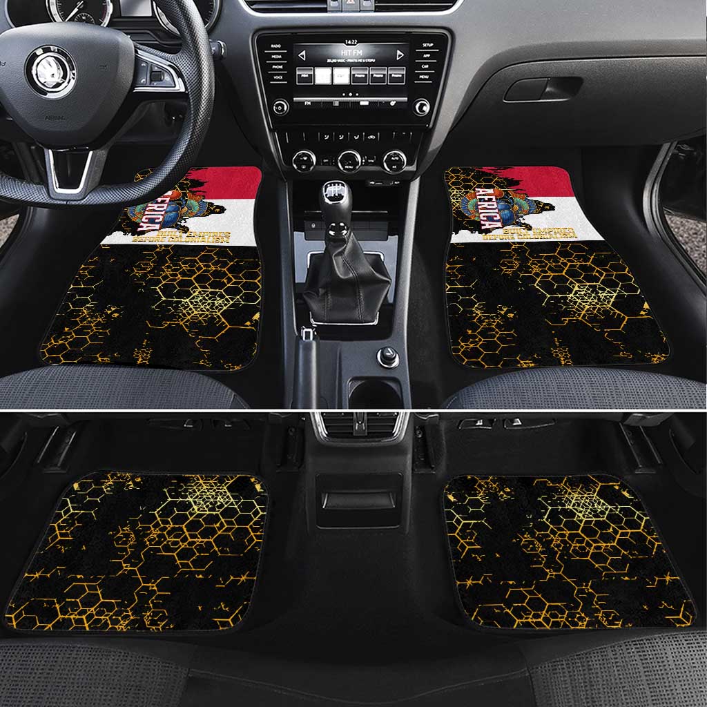 Hatshepsut Car Mats with Royal Portrait, Pre-Colonial Empires Text and Red-Black Honeycomb - Wonder Print Shop