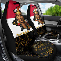 Hatshepsut Car Seat Cover with Royal Portrait, Pre-Colonial Empires Text and Red-Black Honeycomb - Wonder Print Shop