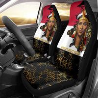 Hatshepsut Car Seat Cover with Royal Portrait, Pre-Colonial Empires Text and Red-Black Honeycomb - Wonder Print Shop