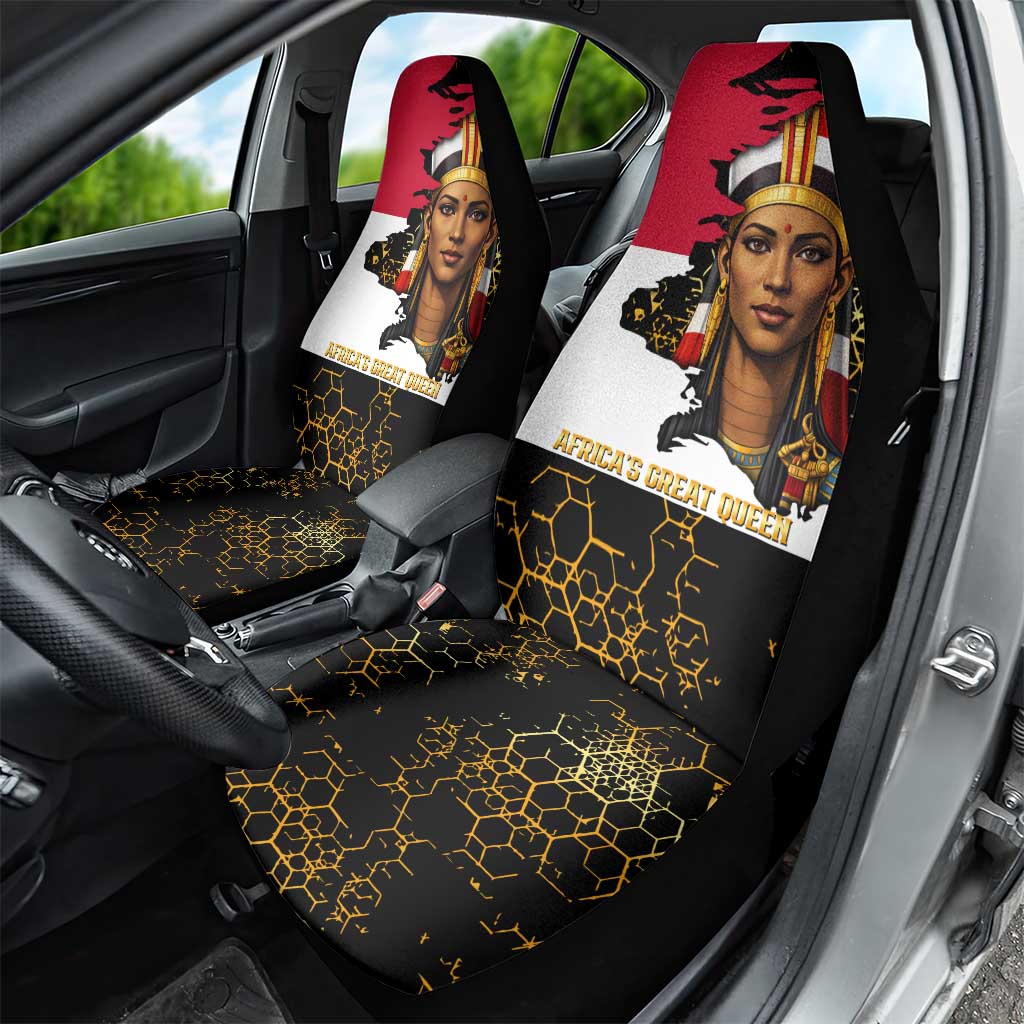 Hatshepsut Car Seat Cover with Royal Portrait, Pre-Colonial Empires Text and Red-Black Honeycomb - Wonder Print Shop