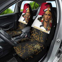 Hatshepsut Car Seat Cover with Royal Portrait, Pre-Colonial Empires Text and Red-Black Honeycomb - Wonder Print Shop