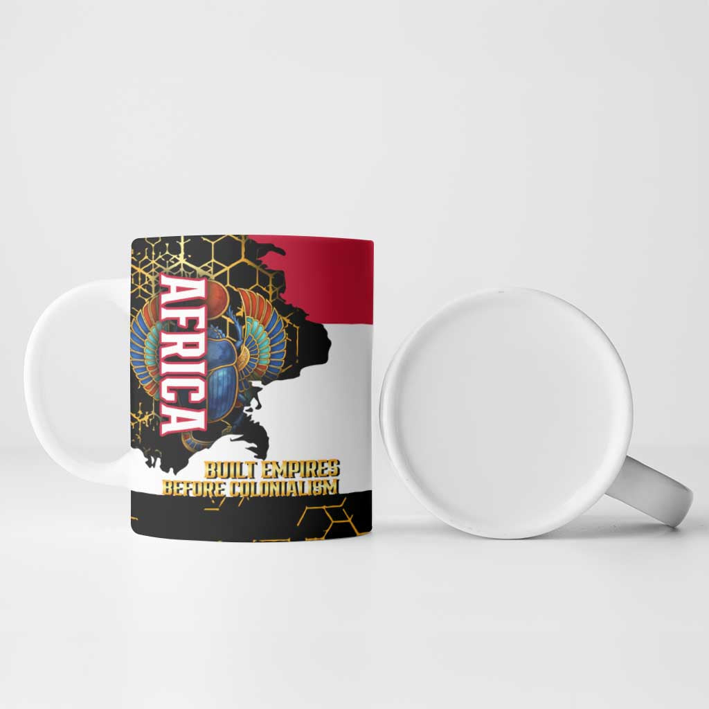 Hatshepsut Ceramic Mug with Royal Portrait, Pre-Colonial Empires Text and Red-Black Honeycomb - Wonder Print Shop