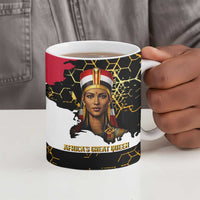 Hatshepsut Ceramic Mug with Royal Portrait, Pre-Colonial Empires Text and Red-Black Honeycomb - Wonder Print Shop