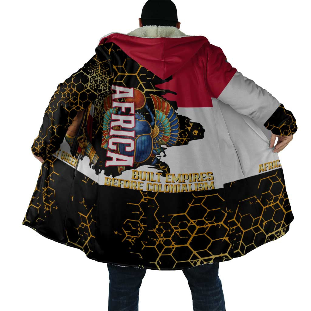 Hatshepsut Cloak with Royal Portrait, Pre-Colonial Empires Text and Red-Black Honeycomb - Wonder Print Shop