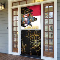 Hatshepsut Door Cover with Royal Portrait, Pre-Colonial Empires Text and Red-Black Honeycomb - Wonder Print Shop