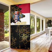 Hatshepsut Door Cover with Royal Portrait, Pre-Colonial Empires Text and Red-Black Honeycomb - Wonder Print Shop