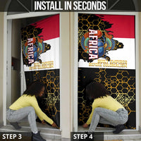 Hatshepsut Door Cover with Royal Portrait, Pre-Colonial Empires Text and Red-Black Honeycomb - Wonder Print Shop