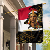 Hatshepsut Garden Flag with Royal Portrait, Pre-Colonial Empires Text and Red-Black Honeycomb - Wonder Print Shop