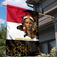 Hatshepsut Garden Flag with Royal Portrait, Pre-Colonial Empires Text and Red-Black Honeycomb - Wonder Print Shop