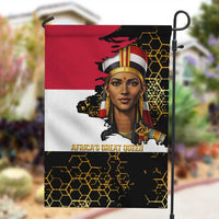 Hatshepsut Garden Flag with Royal Portrait, Pre-Colonial Empires Text and Red-Black Honeycomb - Wonder Print Shop