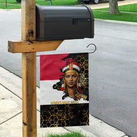 Hatshepsut Garden Flag with Royal Portrait, Pre-Colonial Empires Text and Red-Black Honeycomb - Wonder Print Shop