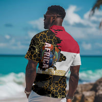 Hatshepsut Hawaiian Shirt with Royal Portrait, Pre-Colonial Empires Text and Red-Black Honeycomb - undefined
