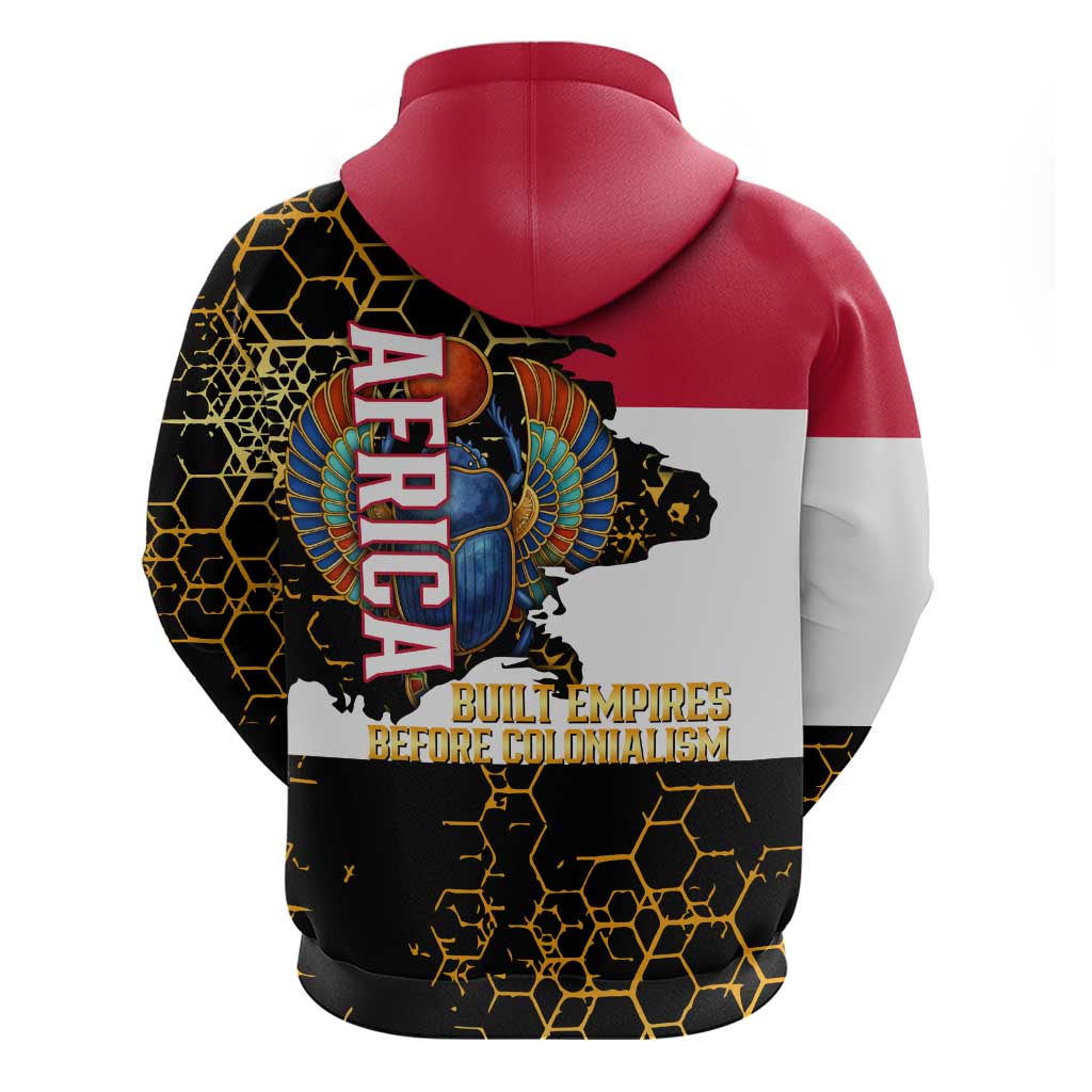 Hatshepsut Hoodie with Royal Portrait, Pre-Colonial Empires Text and Red-Black Honeycomb - Wonder Print Shop