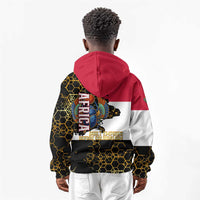 Hatshepsut Kid Hoodie with Royal Portrait, Pre-Colonial Empires Text and Red-Black Honeycomb - Wonder Print Shop