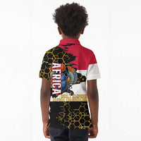 Hatshepsut Kid Polo Shirt with Royal Portrait, Pre-Colonial Empires Text and Red-Black Honeycomb - Wonder Print Shop