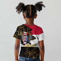 Hatshepsut Kid T shirt with Royal Portrait, Pre-Colonial Empires Text and Red-Black Honeycomb - Wonder Print Shop