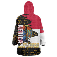 Hatshepsut Kid Wearable Blanket Hoodie with Royal Portrait, Pre-Colonial Empires Text and Red-Black Honeycomb - Wonder Print Shop