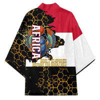 Hatshepsut Kimono with Royal Portrait, Pre-Colonial Empires Text and Red-Black Honeycomb - Wonder Print Shop