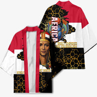 Hatshepsut Kimono with Royal Portrait, Pre-Colonial Empires Text and Red-Black Honeycomb - Wonder Print Shop