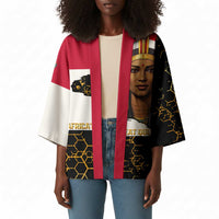 Hatshepsut Kimono with Royal Portrait, Pre-Colonial Empires Text and Red-Black Honeycomb - Wonder Print Shop
