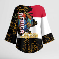 Hatshepsut Kimono Sleeve Blouse with Royal Portrait, Pre-Colonial Empires Text and Red-Black Honeycomb - Wonder Print Shop