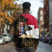 Hatshepsut Long Sleeve Shirt with Royal Portrait, Pre-Colonial Empires Text and Red-Black Honeycomb - Wonder Print Shop