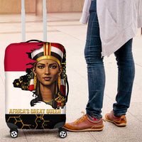 Hatshepsut Luggage Cover with Royal Portrait, Pre-Colonial Empires Text and Red-Black Honeycomb - Wonder Print Shop