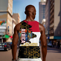 Hatshepsut Men Tank Top with Royal Portrait, Pre-Colonial Empires Text and Red-Black Honeycomb - Wonder Print Shop