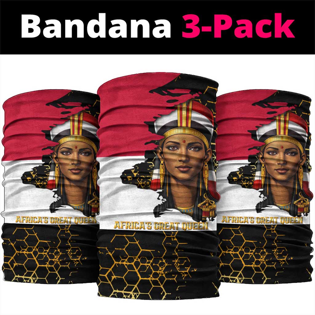 Hatshepsut Neck Gaiter with Royal Portrait, Pre-Colonial Empires Text and Red-Black Honeycomb - Wonder Print Shop
