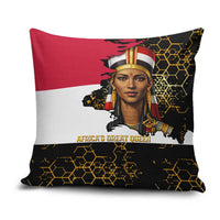 Hatshepsut Pillow Cover with Royal Portrait, Pre-Colonial Empires Text and Red-Black Honeycomb - Wonder Print Shop