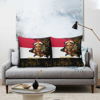 Hatshepsut Pillow Cover with Royal Portrait, Pre-Colonial Empires Text and Red-Black Honeycomb - Wonder Print Shop