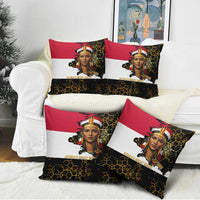 Hatshepsut Pillow Cover with Royal Portrait, Pre-Colonial Empires Text and Red-Black Honeycomb - Wonder Print Shop