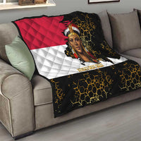 Hatshepsut Quilt with Royal Portrait, Pre-Colonial Empires Text and Red-Black Honeycomb - Wonder Print Shop