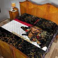 Hatshepsut Quilt Bed Set with Royal Portrait, Pre-Colonial Empires Text and Red-Black Honeycomb - Wonder Print Shop