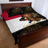 Hatshepsut Quilt Bed Set with Royal Portrait, Pre-Colonial Empires Text and Red-Black Honeycomb - Wonder Print Shop