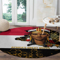 Hatshepsut Round Carpet with Royal Portrait, Pre-Colonial Empires Text and Red-Black Honeycomb - Wonder Print Shop