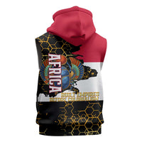 Hatshepsut Sleeveless Hoodie with Royal Portrait, Pre-Colonial Empires Text and Red-Black Honeycomb - Wonder Print Shop