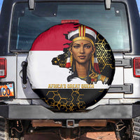 Hatshepsut Spare Tire Cover with Royal Portrait, Pre-Colonial Empires Text and Red-Black Honeycomb - Wonder Print Shop