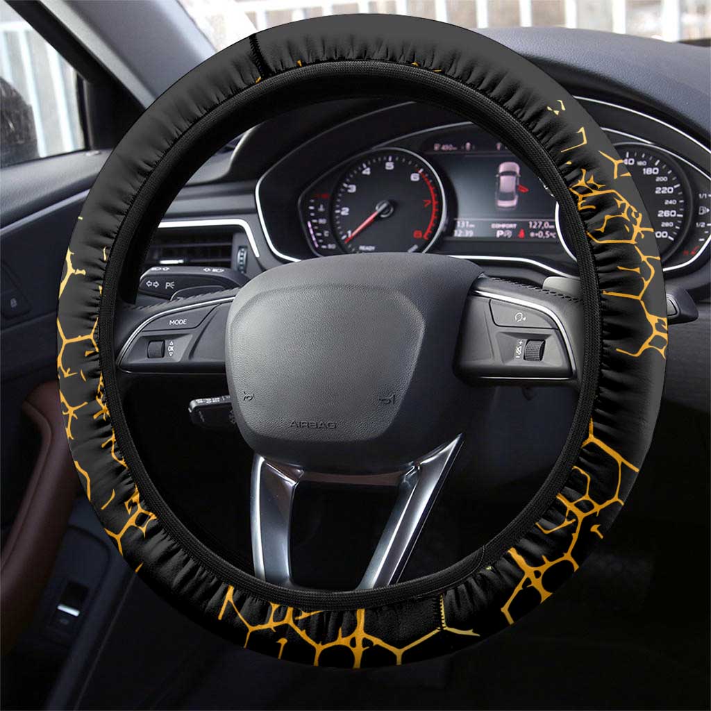 Hatshepsut Steering Wheel Cover with Royal Portrait, Pre-Colonial Empires Text and Red-Black Honeycomb - Wonder Print Shop