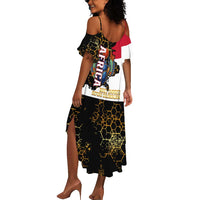 Hatshepsut Summer Maxi Dress with Royal Portrait, Pre-Colonial Empires Text and Red-Black Honeycomb - Wonder Print Shop