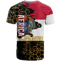 Hatshepsut T shirt with Royal Portrait, Pre-Colonial Empires Text and Red-Black Honeycomb - Wonder Print Shop