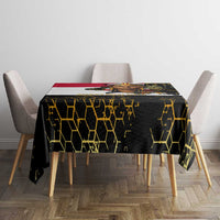 Hatshepsut Tablecloth with Royal Portrait, Pre-Colonial Empires Text and Red-Black Honeycomb - Wonder Print Shop
