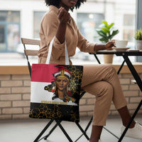 Hatshepsut Tote Bag with Royal Portrait, Pre-Colonial Empires Text and Red-Black Honeycomb - Wonder Print Shop