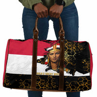 Hatshepsut Travel Bag with Royal Portrait, Pre-Colonial Empires Text and Red-Black Honeycomb - Wonder Print Shop