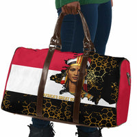 Hatshepsut Travel Bag with Royal Portrait, Pre-Colonial Empires Text and Red-Black Honeycomb - Wonder Print Shop