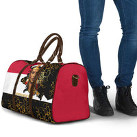 Hatshepsut Travel Bag with Royal Portrait, Pre-Colonial Empires Text and Red-Black Honeycomb - Wonder Print Shop