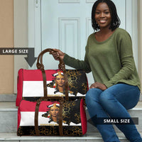Hatshepsut Travel Bag with Royal Portrait, Pre-Colonial Empires Text and Red-Black Honeycomb - Wonder Print Shop