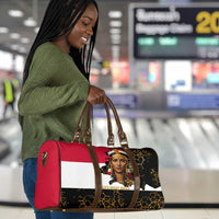 Hatshepsut Travel Bag with Royal Portrait, Pre-Colonial Empires Text and Red-Black Honeycomb - Wonder Print Shop